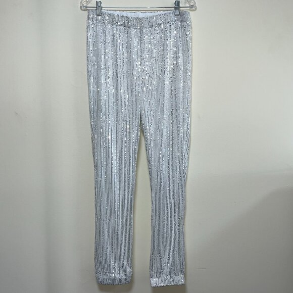 Amazon White Sequins Tapered Leg Sweatpants - Picture 2 of 6